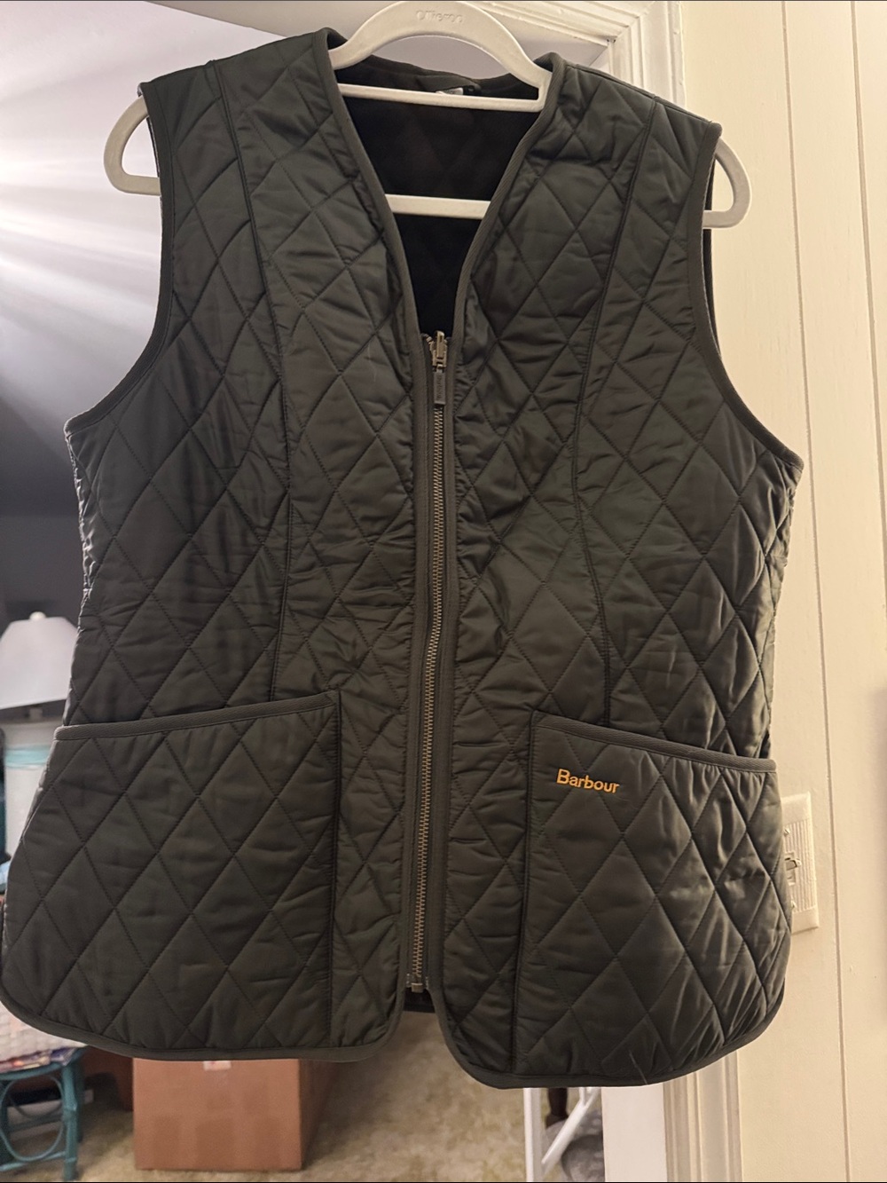 Barbour Quilted Zip-Front Vest — Olive